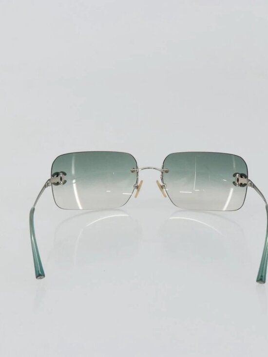CHANEL COCO Mark Sunglasses metal Green CC Auth 188886 main image 11